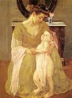 Mary Cassatt Famous Paintings - Mother And Child X